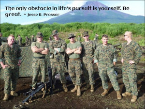 The Only Obstacle - Quote and Photo of Marines at Work.