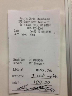 friend who works in a classy restaurant received this as a tip