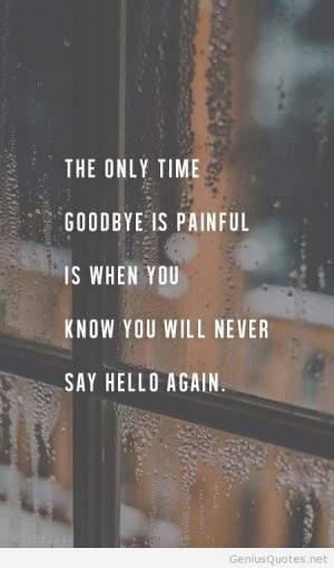 The only time goodbye is painful is when you know you will never say ...