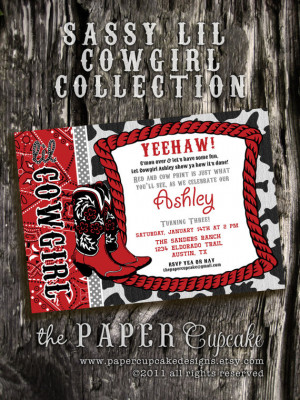 Printable Invitation Design - Sassy Lil' Cowgirl Collection - Red ...