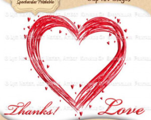 Red Heart Digital Clip Art Wedding Invitation Embellishment Printable ...