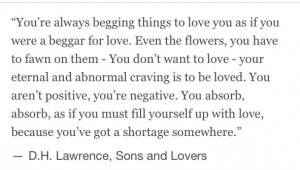 Amazing quote from sons and lovers by d h Lawrence