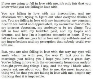 If you are going to fall in love with me being in love quote