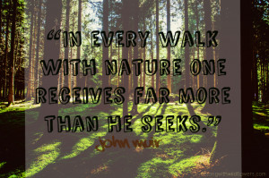 In every walk with nature one receives far more than he seeks ...