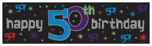 Large happy 50th birthday banner