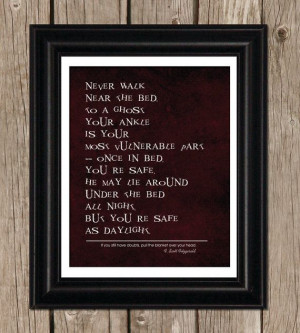 Never Walk Near the Bed Ghost Fear Quote by JaneAndCompanyDesign, $20 ...
