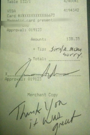 An image of a restaurant receipt showed up on the social media site ...