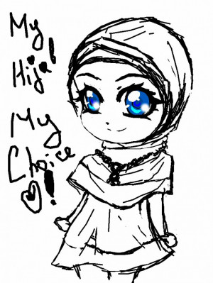 Hijab Poster With Cute Muslim Woman Drawing