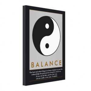 balance zen yin-yang quote stretched canvas print