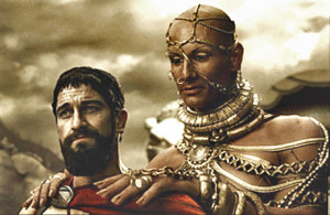Battle of Thermopylae in 300 Movie - Leonidas and Xerxes