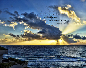 Ocean Sunrise With Emerson Quote - Photography Print by Ann Powell