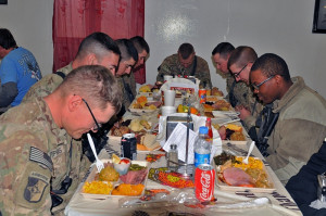 Task Force Lifeliner soldiers bow their heads and give thanks during ...