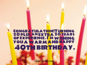 Congratulation!Turning 20 plus an extra 20 years of experience. I'm ...