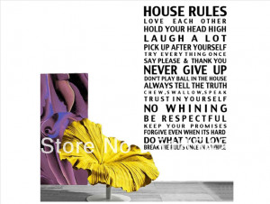 Free Shipping:Hot Selling HOUSE RULES English Vinyl Wall Decals ...