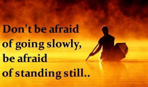 Don't be afraid of going slowly, be afraid of standing still.