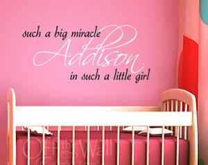 Personalized Miracle Girl large vinyl wall art decal, two color design ...