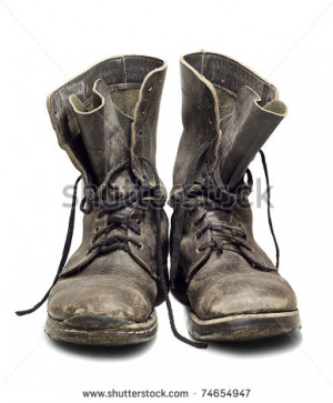 Old and dirty military boots isolated on white background - stock ...