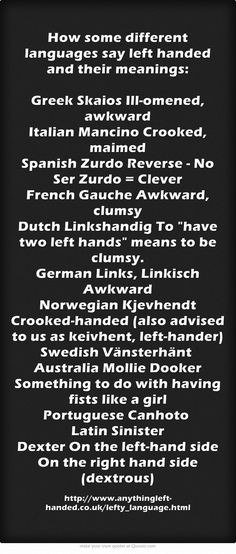How some different languages say left handed and their meanings from