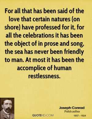 been said of the love that certain natures (on shore) have professed ...
