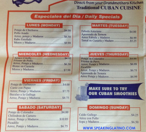 Funny Cuban Sayings Decoding a cuban menu: 14