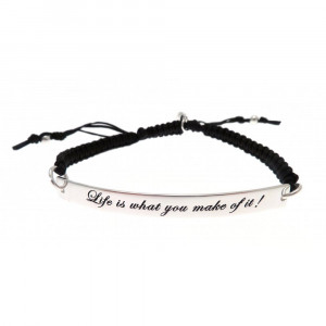 ... And Black Macrame Cord 'Life Is What You Make Of It' Quote Bracelet