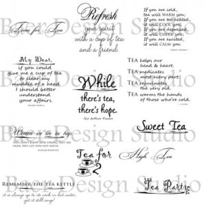 Tea DIGITAL QUOTES, Word Art about TEA, Tea Party png Quotes, Tea ...