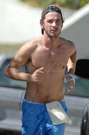 Photo of Shia LaBeouf Shirtless Jogging In La