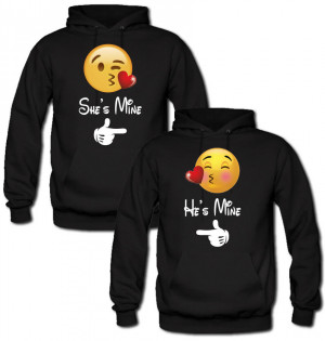 Emoji she's mine he's mine hoodie