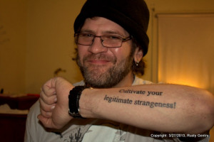 SP with my newest tat, a quote from French poet, Rene Char.