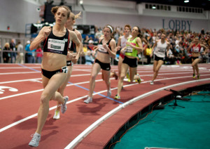 field on her way toward winning the mile run at the USA Indoor Track ...
