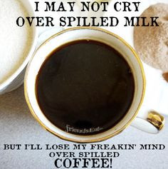 not cry over spilled milk, but I'll lose my freakin' mind over spilled ...