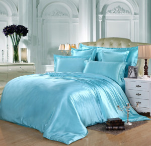 Turquoise Comforter Set Queen King Full Twin Satin Silk Bedding Set