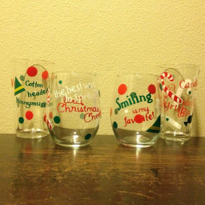 Buddy the Elf favorite quotes wine or beer glasses