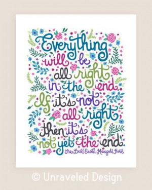 8x10-in 'The Best Exotic Marigold Hotel' Quote Illustration Print.