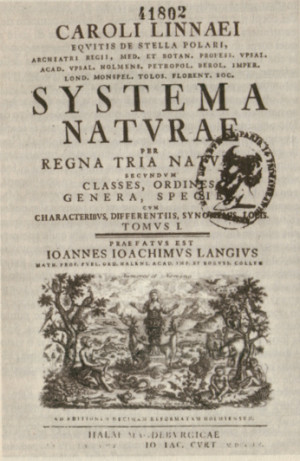 Cover of Systema Naturae, 11th edition (1760).