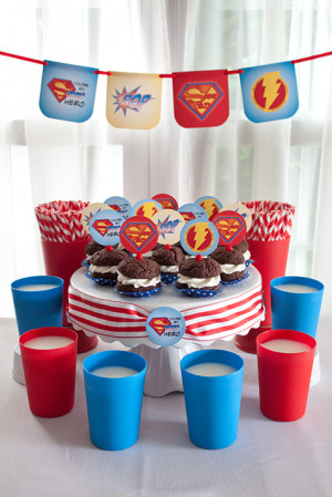 SupeR DaD Cake Stakes were used as cupcake toppers and cake stand ...