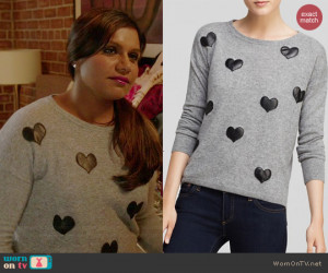 : Mindy’s grey sweater with leather hearts on The Mindy Project ...