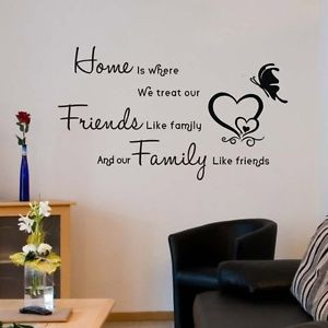 HOME-FRIENDS-LIKE-FAMILY-Love-Heart-Quote-Art-PVC-Wall-Stickers-Decal ...