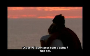 couple, hug, love, quote, subtitle, sunset