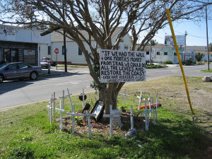 ... memorial in the Bywater with van Heerden quote. Photo from Wikipedia