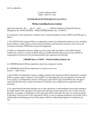 Service Contract Agreement Letter