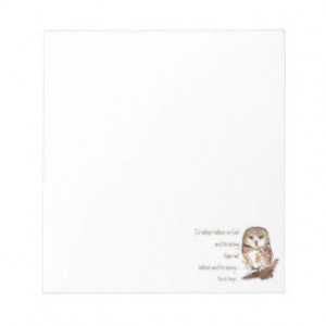 Believe in God, Pascal's Wager, Wise Owl Quote Memo Pad