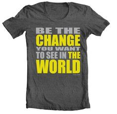 ... tee, t-shirt, shirt, grey, yellow, Gandhi, motivational, inspirational