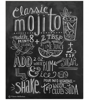 Mojito Recipe Chalkboard Art Print