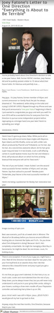 Joey Fatone responds to One Direction going on hiatus | Funny Pictures ...