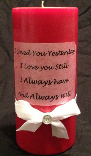 ... Day Candle, Poem Candle, Anniversary Candle, Red pillar candle With