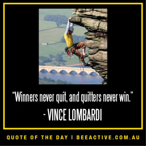 Motivational fitness quote on quitting, Vince Lombardi