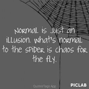 Normal is just an illusion. What is normal for the spider is chaos for ...