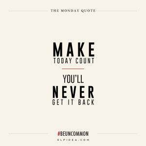 Make today count. You'll never get it back. -
