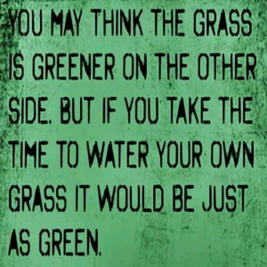 You may think the grass is greener on the other side. But if you take ...